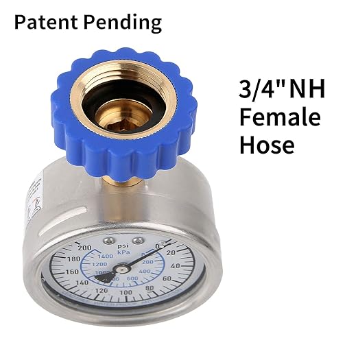 MEASUREMAN 2-1/2" Lead-Free Water Proof Anti Vibration Pressure Test Gauge, Garden Hose Pressure Gauge, 3/4" Female Hose Thread, 0-200 psi/kpa
