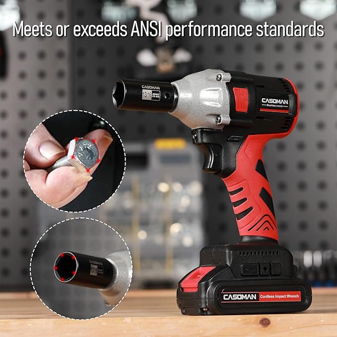 CASOMAN 2PCS 3/8" Drive 13/16" 5-Point Impact Grade Utility Socket, CR-MO, Removes and Installs Penta Nuts and Bolts