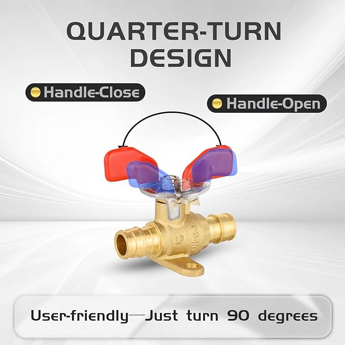 30 Pack Foskan PEX-A Expansion Drop Ear Ball Valve, 3/4" Full Port Shut-off Valve with Blue or Red Butterfly Handle for PEX-A Pipe Connection