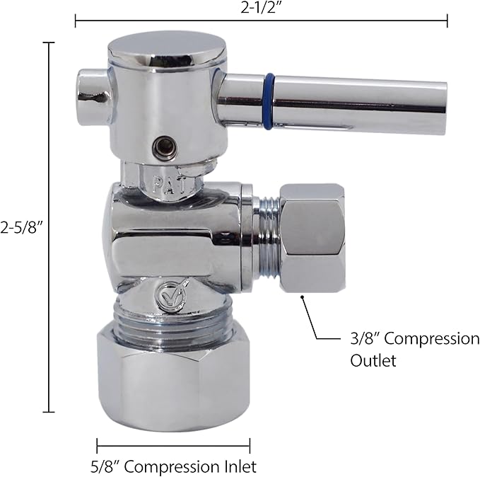 Westbrass R105BL-2-12 1/4-Turn Lever Handle Angle Stop Shut Off Valve, 5/8" OD x 3/8" OD, Oil Rubbed Bronze (2-Pack)