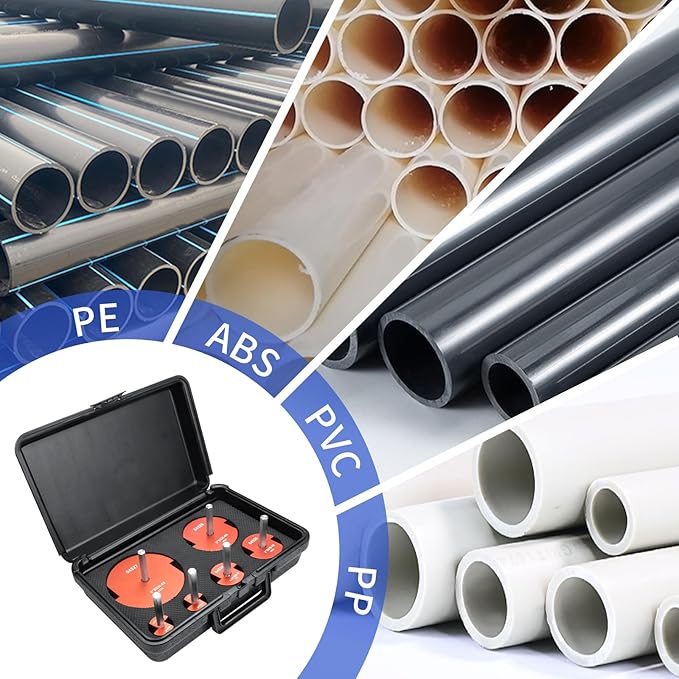 6Pcs Pipe Reamer with 2 Square Carbide Insert, 3/4inch, 1inch, 1-1/2inch, 2inch, 3inch, 4inch Head Aluminum, Fitting Saver, Socket Saver For SCH40 PVC, ABS PVC Pipe, CPVC
