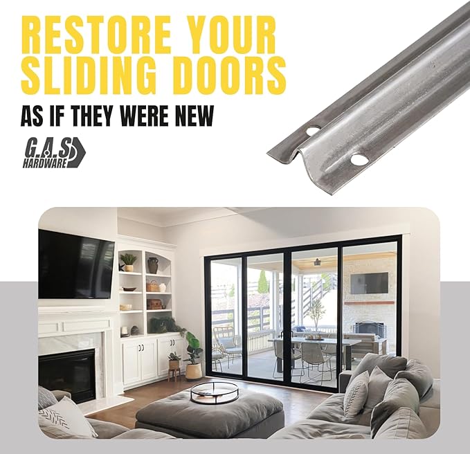 Screw on Track Cover for Sliding Patio Glass Doors | Fix Sliding Glass Door Repair Door Track Cover Replacement Hardware Repair Stainless Steel - Screws NOT Included (4 Feet)
