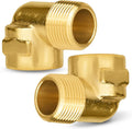 2-PCs HeSun Brass Pipe Fitting, 3/4" NPT Male x 3/4" NPT Female 90-Degree Barstock Street Elbow