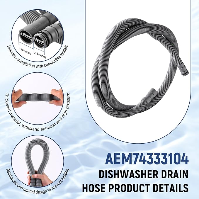 AEM74333104 AEM74333101 Dishwasher Drain Hose Compatible With LG Dishwasher Drain Hose LDF5545ST LDF5545BD LDF5545SS LDF5678ST LDFN4542S LDP6797ST Drain Hose Assembly Replacement AP7034217 PS16621806