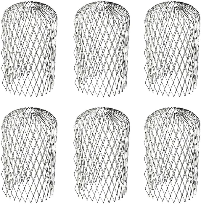 Orgrimmar 6PCS Gutter Guard Strainer Aluminum Downspout Mesh Filter Preventing Blockage Leaves Debris from Clogging Pipes(3 inch)