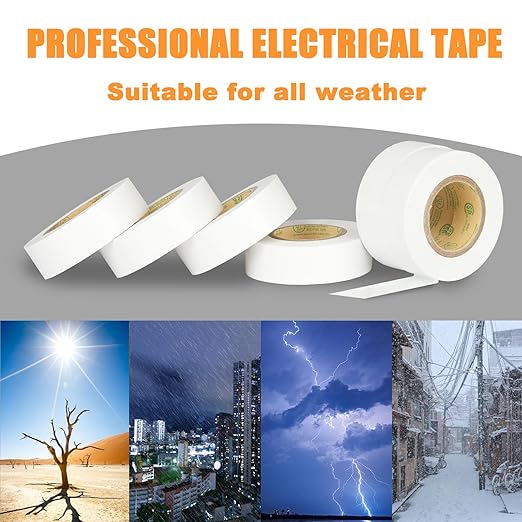 White Electrical Tape, UL Approved, 9 Pack 0.7in X 33ft, Industrial Grade Electrical Tape, Multipurpose Electric Tape for Wrapping Wiring Harness, Electric Insulating