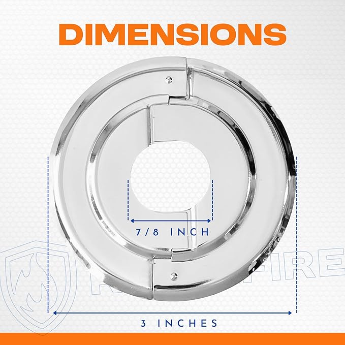 Retrofit Fire Sprinkler Escutcheon Cover Plate 1/2" IPS - Beveled 2 Piece Stainless Round Split Flange for Easily Covering Gaps Between Fire Sprinkler Pipe and Ceiling or Wall - 4 PK