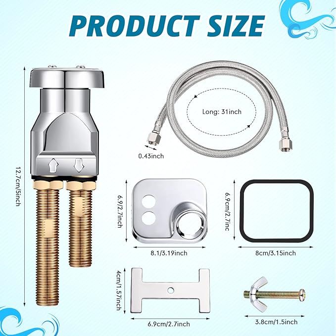Hortsun Shampoo Bowl Vacuum Breaker Kit, Hardware Handle, 7 Pcs Stainless Steel, Chromium Plated Brass, 31 inches, for Salon Sink Parts Replacement