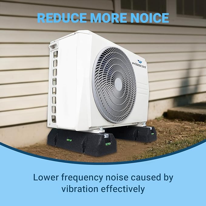 Floor Mounting Base Kit Mini Split Air Conditioning Systems, Heavy-Duty Condenser Pad for AC Condensers Heat Pump System, Rubber Anti-Vibration Pads Outside 3000lbs 36000-79000BTU