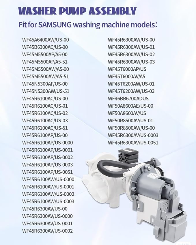 DC97-20621A Washer Pump Assembly, Fit for Samsung Washing Machine Drain Pump Motor, Replace AP6807020 4959632 PS12592830 EAP12592830