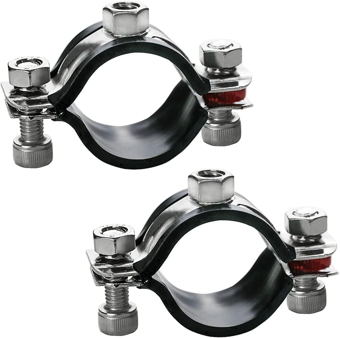 2 Pack Pipe Supports,304 Stainless Steel Wall Mount Ceiling Mount Pipe Bracket Clamp Ring Hanger with Screws for Pipe OD 25-27mm