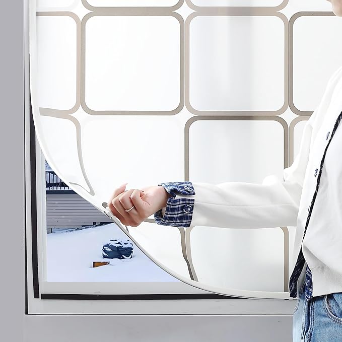 DIY Magnetic Window Insulation Kit Matte Frosted Privacy Film for Cold Winterizing Kit Cuttable Window Covering(56"x35")