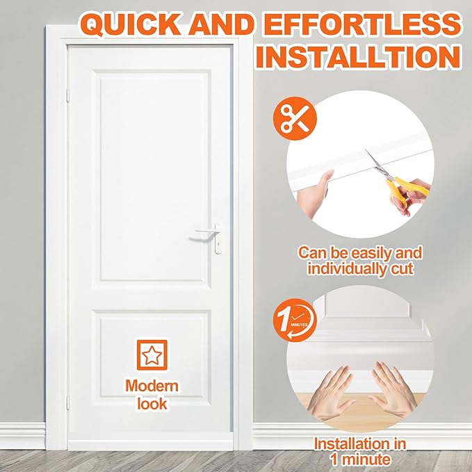 Door Draft Stopper, Door Sweep for Bottom of Door, Weather Stripping Door Seal, Under Door Gap Filler, Under Door Draft Blocker Soundproof/Insulator, Door stoppers (White, 78‘’)