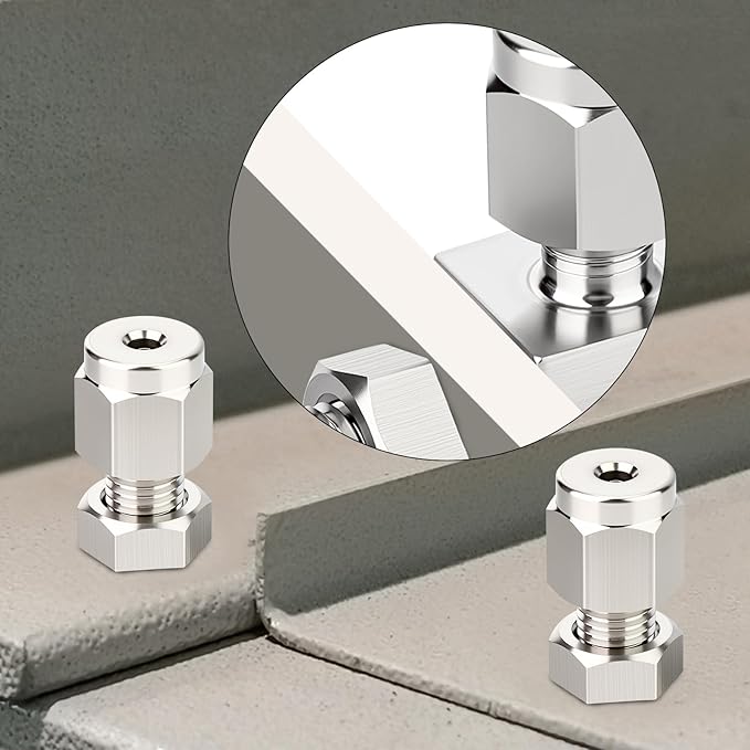 TAISHER 1PCS 304 Stainless Steel 90 Degree Thru-Bulk Bulkhead Compression Tube Pipe Fitting Connector, 1/8" Tube OD x 1/8" Tube OD Straight Adapter