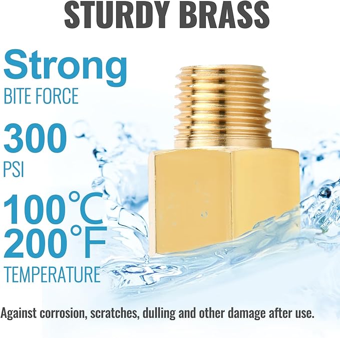 SUNGATOR 4-Pack 3/8 Inch Female to 1/4 Male Reducer, NPT Brass Pipe Fittings Adapters, 1/4" Male to 3/8" Female NPT Reducer Adapters, Brass Pipe Extension Connectors