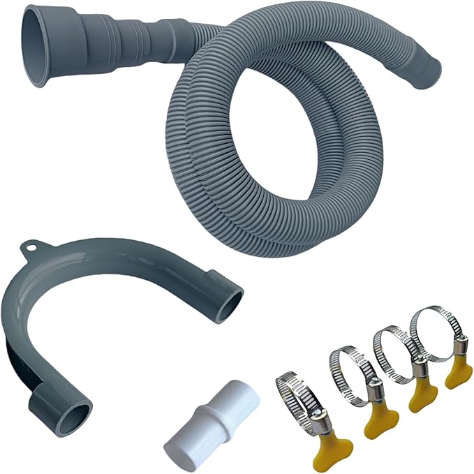 Washing Machine Drain Hose, Universal Flexible Drain Hose Extension Kit for LG/GE/Samsung Washer, Dishwasher, With 1Extension Adapter,4 Clamps,1 U-Bend Holder (11.5feet)