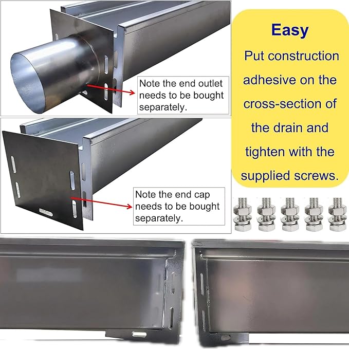 304 Stainless Steel Channel Drain with Galvanized Steel Grate 39.4x5.9x5.5 in, B-Class 28100 lbs Heavy-Duty Drain Kit for 3" Pipe, Trench Drainage System for Outdoor, Driveway, Garage, Yard