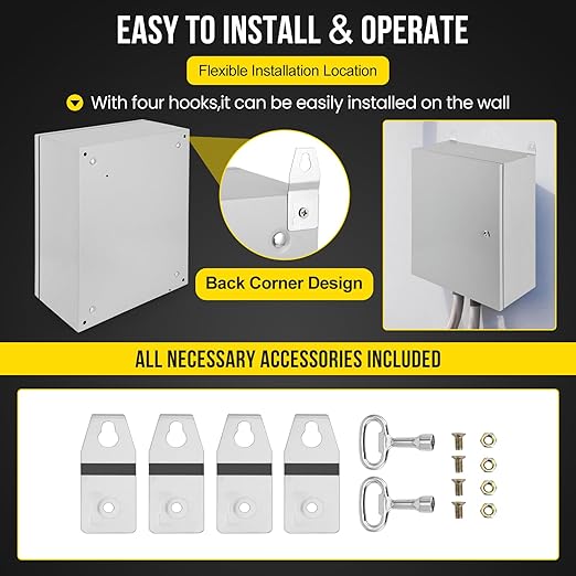 Outdoor Electrical Box, 20x16x8 Steel Junction Box, NEMA 4X Electrical Enclosure Box IP66 Waterproof & Dustproof, Universal Electrical Project Box with Lock & Mounting Plate