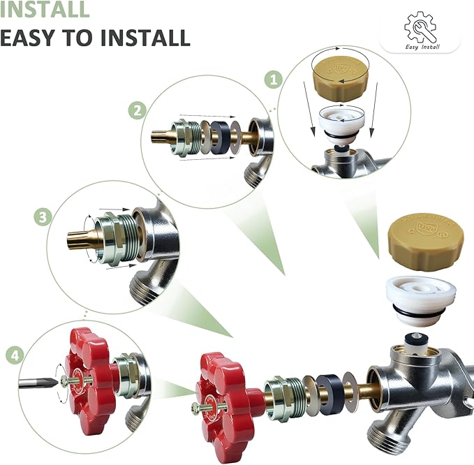 Universal Outdoor Faucet Repair Kit (VACVBKX1B Vacuum Breaker,Metal Handle),Wall Hydrant Complete Replacement Kit,Anti-Siphon Frostproof Faucet Valve Hose Faucet Fitting Repair Kit