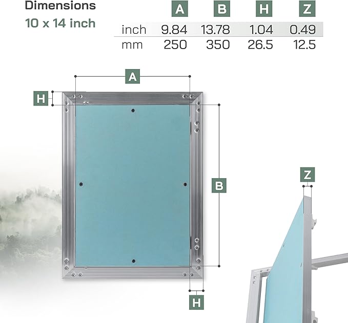 Vent Systems 10" x 14" Inch Access Panel - Drywall, Wall, Electrical, Plumbing Cover Plate - Ceiling, Wall Mount Drywall Access Panel - Metal Crawl Space Door for Home, Garage, Basement, Attic