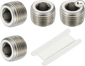 PATIKIL 1/2" NPT Male Internal Hex Pipe Fitting, 4 Pcs 304 Stainless Steel Pipe Plug Fitting Assortment Kit Countersunk Thread Head Socket Pipe Plug Fitting Adapter with Tape, Silver