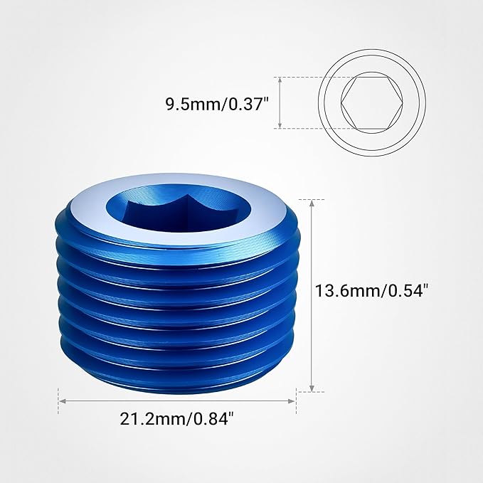EVIL ENERGY 1/2" NPT Plugs Aluminum Socket Allen Head Blue, Pack of 2