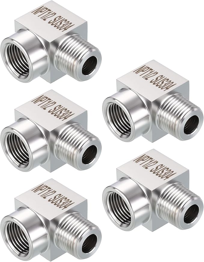 Pack of 1, 1/2" FeMale NPT to 1/2" Male NPT Solid 304 Stainless Steel Barstock Street Elbow, Forged Pipe Fitting for Pipe Repair, Bathroom Remodel, Tool Extensions, Compression