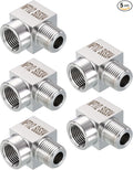 Pack of 5, 1/2" FeMale NPT to 1/2" Male NPT Solid 304 Stainless Steel Barstock Street Elbow, Forged Pipe Fitting for Pipe Repair, Bathroom Remodel, Tool Extensions, Compression