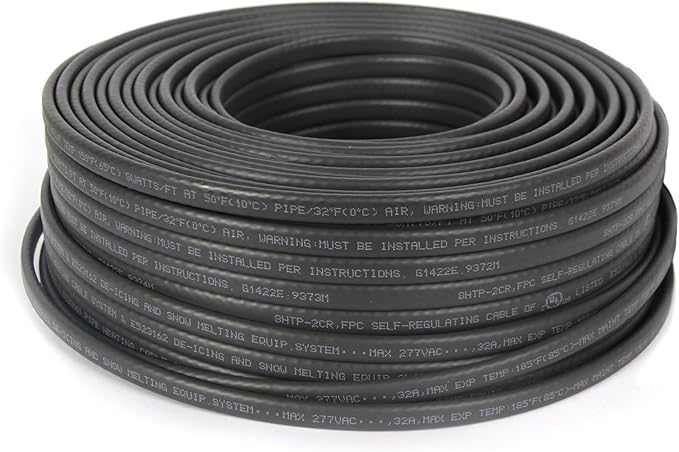Radiant Solutions Company Heat Tape Pro - Self-Regulating Heat Cable - Long Term Ice Dam, Roofing, Gutter & Pipe Freeze Protection - 12 MM, 6 Watts Per Foot (250, 120 Volt)
