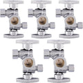 (Pack of 5) EFIELD 1/4-Turn Dual Compression Outlet Angle Stop Valve with 2 Shut Off Valve/Handles, 1/2" NOM (5/8" OD) x (3/8 inch x 1/4 inch) Chrome For Faucet Toilet,(VALVE137-5PCS)