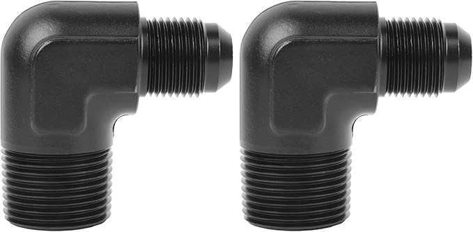 EVIL ENERGY 8AN Male Flare to 3/4" NPT Pipe 90 Degree Fitting Adapter Aluminum Black 2PCS