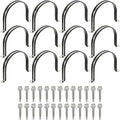 PATIKIL 12Pcs Pipe Clamps, 4-3/4 Inch 304 Stainless Steel Rubber Cushioned U Bracket Conduit Clamps Pipe Strap Wire Clips with Hexagonal Screw for Tube Hose Cord Installation, 120mm