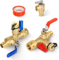 (Set of 1 Kit) HeSun 3/4" FIP X 3/4" PEX-A Expansion IPS Isolator Tankless Water Heater Service Valve Kit, with Pressure Relief Valve (TOOL054)
