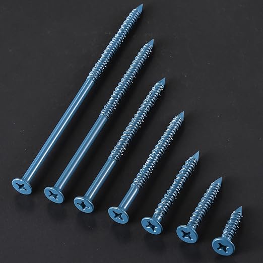 WenSilon(30 PCS) 1/4''x3-1/4 Concrete Screw Anchor Blue Flat Head for Anchoring to Masonry, Block or Brick Stucco
