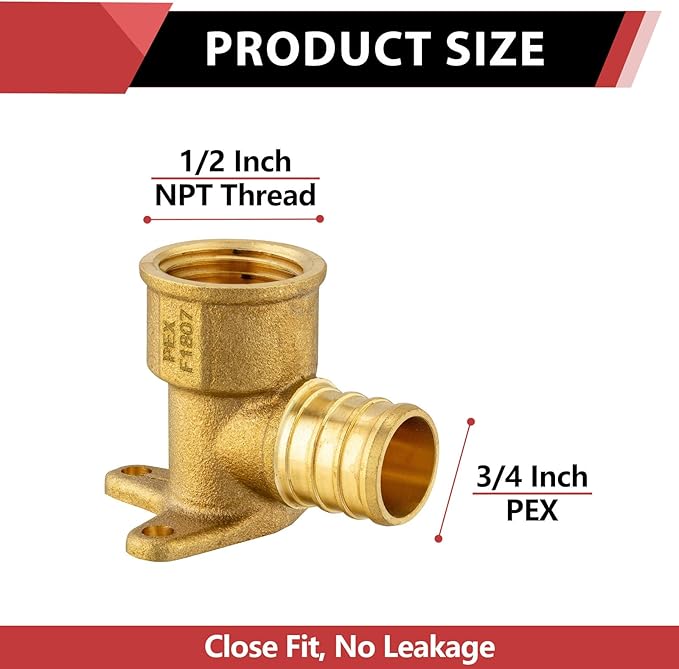 (Pack of 10) EFIELD Barb Pex 3/4 Inch X 1/2 Inch Female NPT Drop-ear Elbow Crimp Fittings, ASTM F1807,(PEX1807165)