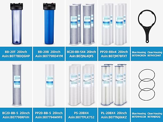 Geekpure 20 Inch Clear Whole House Water Filter Housing - 1" NPT Brass Port (1)