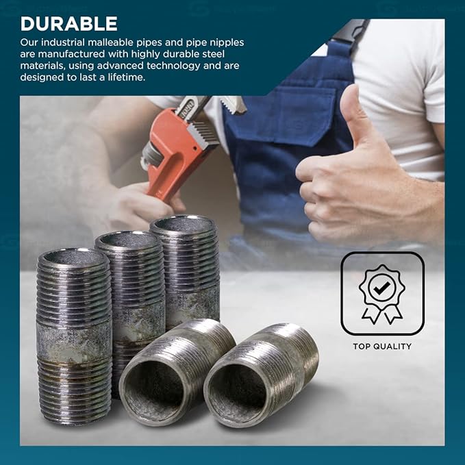 Supply Giant OQHM1420-10 Steel Nipple Pipe, 1/4'' x 2", Galvanized