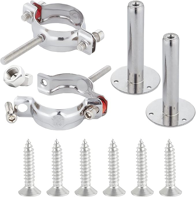 2PCS Wall Mount Ceiling Mount Pipe 304 Stainless Steel Pipe Supports Pipe Standoff Adjustable Height 30-60mm（1.18"-2.36"） for OD Pipe 48-51mm(1.89-2.01in)