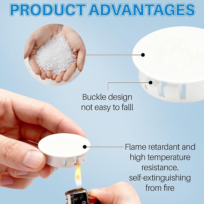 200Pcs Plastic Hole Plugs, 9-Size Round Nylon Screw Hole Cover 1/5" 1/4" 5/16" 3/8" 1/2" 5/8" 3/4" 7/8"1",White Flush Type Panel Knockout Locking Plugs,Drill Hole Insert End Caps for Furniture Cabinet