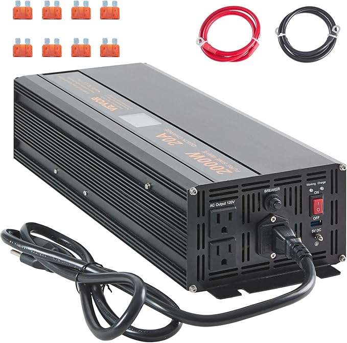 VEVOR 2000W Sump Pump Battery Backup with LCD, Automatically Shifts to Inverter Power Ensuring Uninterrupted Operation, Essential for Emergencies & Power Failures