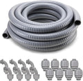 DWALE Liquid-Tight Conduit and Connector Kit,Flexible Non Metallic Liquid Tight Electrical Conduit,3/4inch 50ft Electrical Conduit Kit,with 8 Straight and 8 Angle Fittings Included,3/4 in. Dia