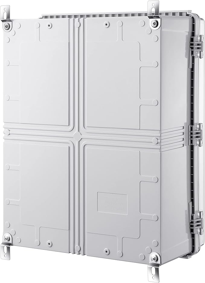 Junction Box, IP67 Waterproof Plastic Enclosure for Electrical Project, Hinged Transparent Cover, Includes Inner Door, Mounting Plate and Wall Bracket 510×410×200mm (20"×16.1"×7.9" TC-D)