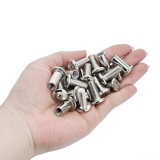 50Pcs M8x20mm Silver Furniture Bolts Barrel Nut & Bolt Assortment - Perfect for DIY Enthusiasts Great for Building Shelves, Tables and Outdoor Furniture with Ease