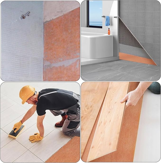 5" x 120ft Waterproof Membrane Band Roll 22Mils Thick Shower Waterproofing Tape for Tile Underlayment Uncoupling Membrane for Bathroom, Shower, Sauna & Steam Room for Wall & Floor Installation