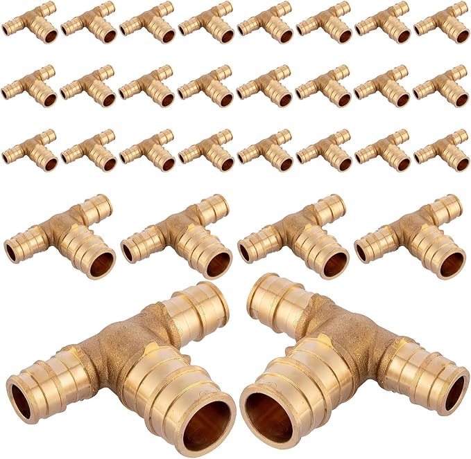 (30-Pack) Seelink 1/2" x 1/2" x 3/4" PEX-A Tee Expansion Fittings, for PEX Tubing Pipe Hose Fittings, ASTM F1960(PEX1960048-30Pack)