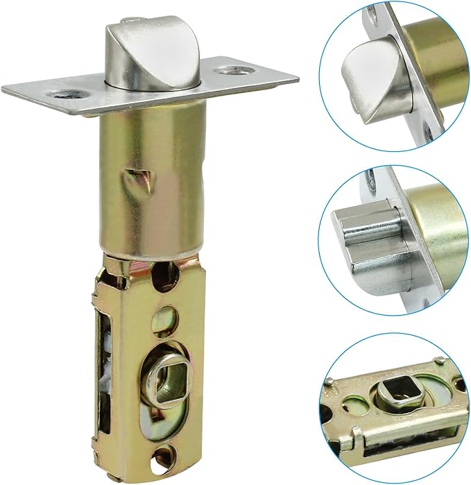 Tubular Mortice Latch, Passage Door Latch, Adjustable Flat Latch Size 60/70mm, Replacement Entry Latch for Lever Door Handles, Internal Door Handles