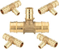 (5-Pack) Seelink PEX-A Fitting, 3/4" x 3/4" x 1/2" Expansion Tee, Brass Fittingg Tee, ASTM F1960(PEX1960120-5Pack)
