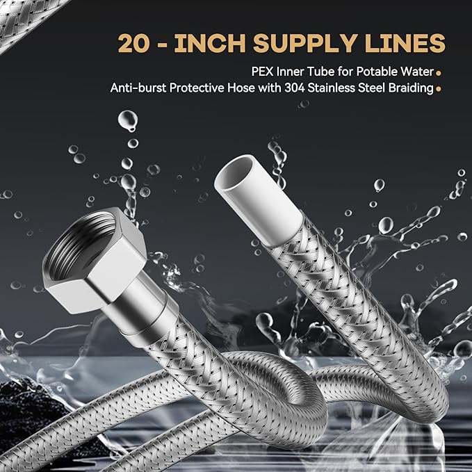 Digital Smart Instant Hot Water Recirculating Pump Kit - Touch Screen Control, Under Sink Installation, 20" PEX Supply Line for Potable Water, Complete All-in-One Plumbing Solution