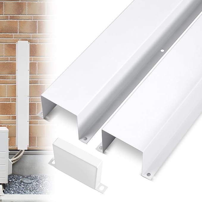 LyPrem 3" W x 6.5Ft L Metal Line Set Cover Kit - Decorative AC Pipe Cover for Ductless Mini Split/Central Air Conditioner/Heat Pump Systems, White
