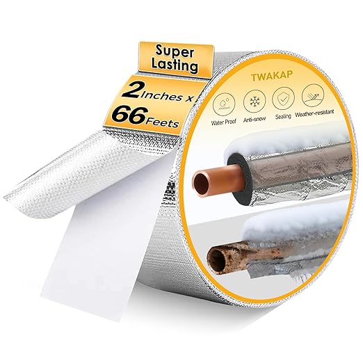 Super Age-Resistant AC Pipe Foam Insulation Tube Wrap Foil Fiberglass Tape,Add Weather-Resistant Layer For Pipe Insulation Foam Tube, Reflect 95%Thermal for HVAC Pipe,Window AC unit side panel